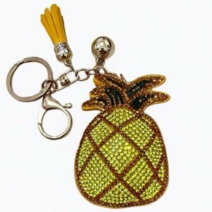 Sparkly Pineapple Keychain with Tassel & Bell Charm – Fun Summer Bag Accessory